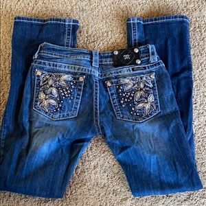 Floral Print and Stud Miss Me Jeans